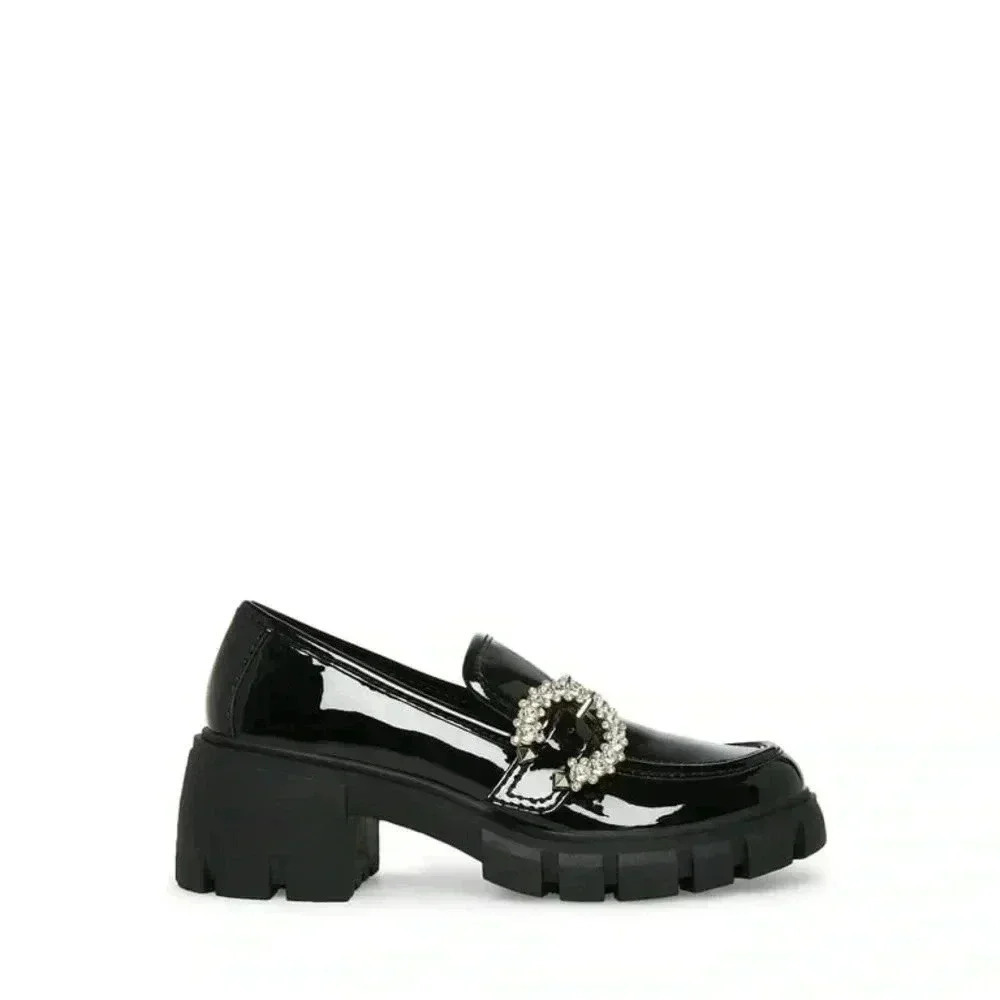 [7]Maden Girl Holiday Patent Leather Jewled Chunky Platform Lug Sole Loafer